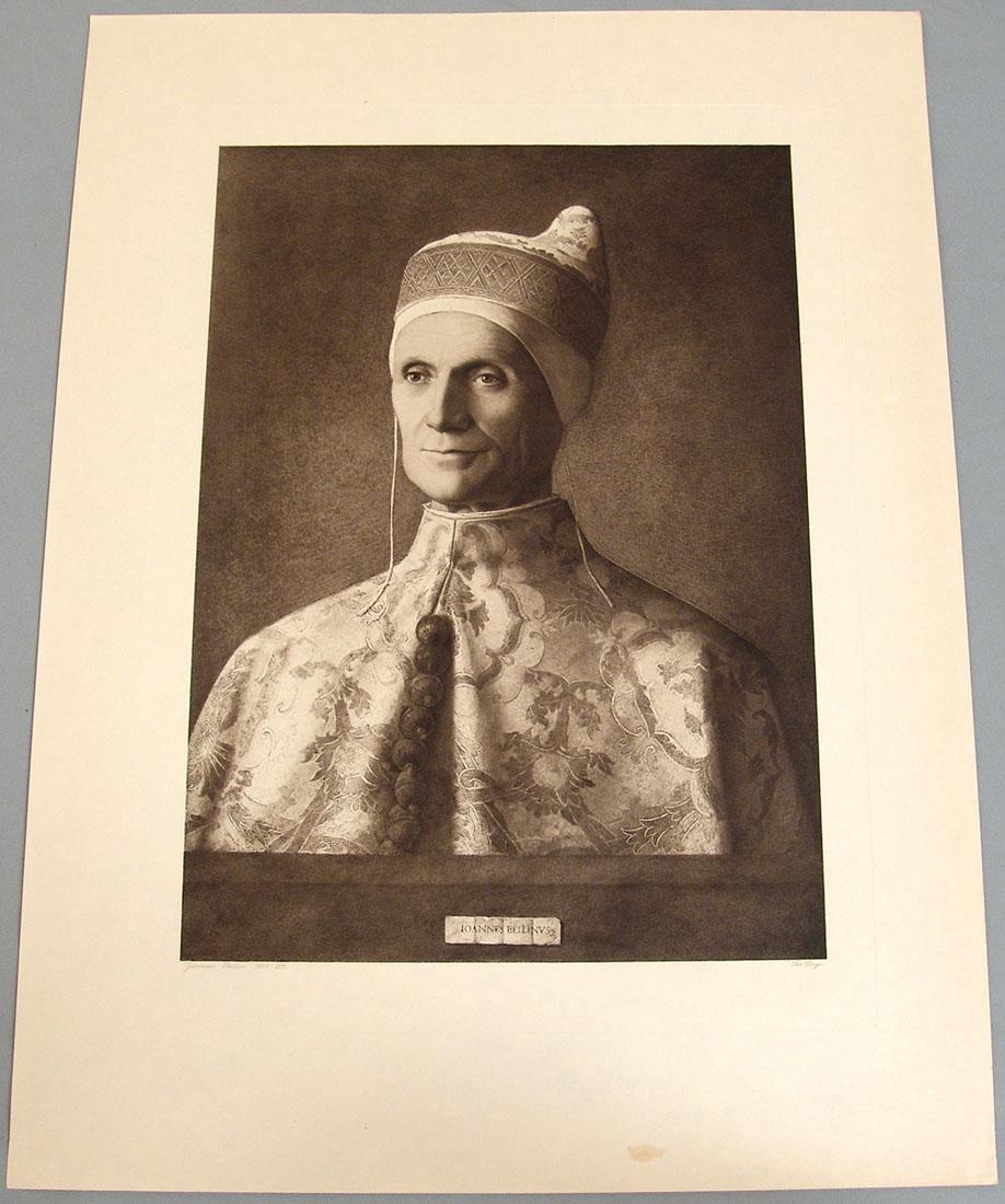 Old 1909 Renaissance Print "Doge" by Giovanni Bellini: This original antique 1909 print is from the portfolio titled "The Ideal Collection of the World's Great Art." The collection was comprised of perfect reproductions in the famous mezzo gravure process