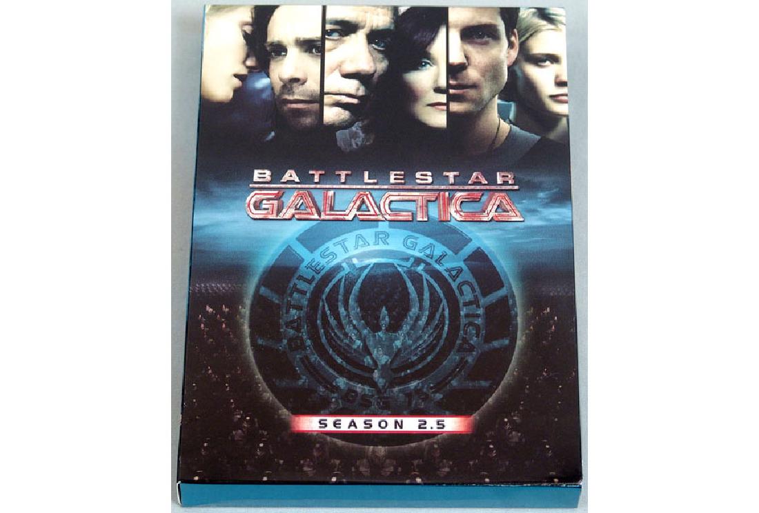 DVD Boxed Set - "Battlestar Galactica" - Season 2.5: This is a DVD boxed set of season 2.5 of the Sci-Fi series "Battlestar Galactica," created by Glen Larson and Ronald Moore and starring Edward James Olmos, Mary McDonnell, Jamie Bamber, James Callis, 