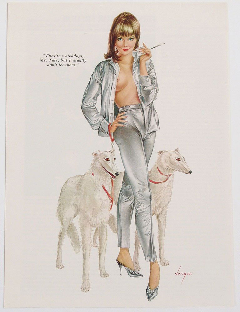 Vintage 1960s/1970s Risque Playboy Pin-Up by Vargas: This is a vintage Vargas Girl pin-up, removed from a 1960s/1970s Playboy magazine, featuring artwork by Alberto Vargas. 8" x 11".