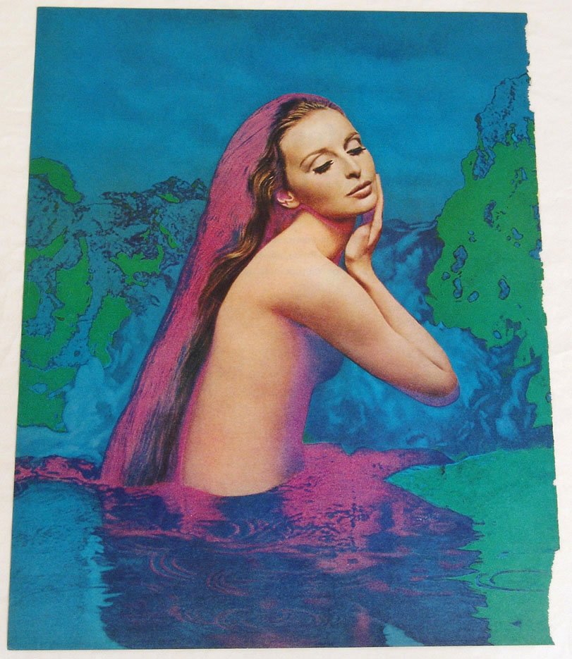 Vintage 1960s Psychedelic Nude Pin-Up: This is a vintage 1960s psychedelic nude pin-up, removed from a vintage 1960s magazine. 10 1/4" x 13".