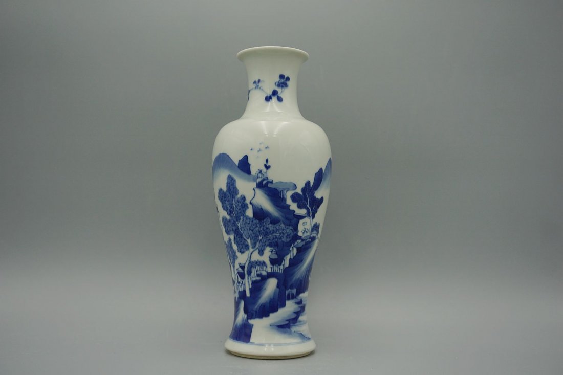 chinese Kangxi style blue and white porcelain vase (1 of 5)