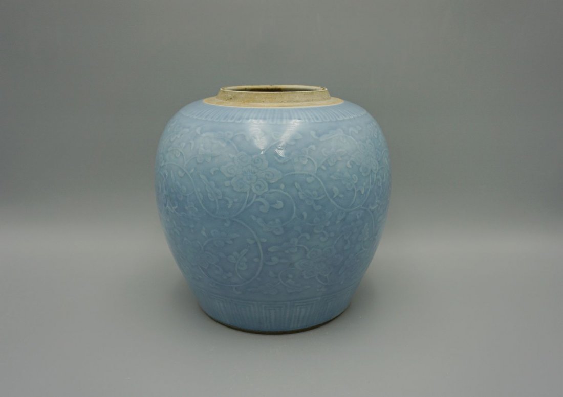 Antique chinese blue glazed porcelain jar (1 of 7)