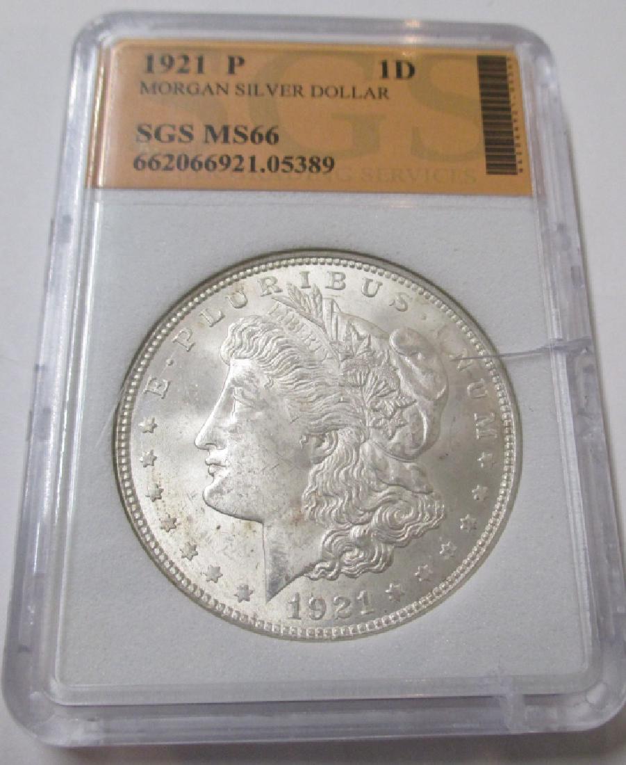 1921 GEM BU Morgan Silver Dollar in Slab (1 of 2)