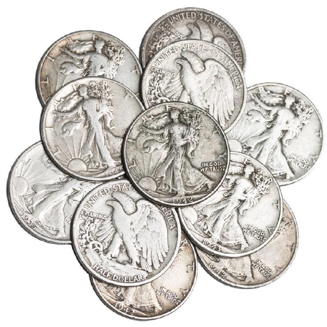 Lot of (10) Walking Liberty Half Dollars: Bidder is responsible for all value and grade determination. Please note due to the nature of the precious metals market we cannot accept returns or refunds. As with all auction sales, please be sure
