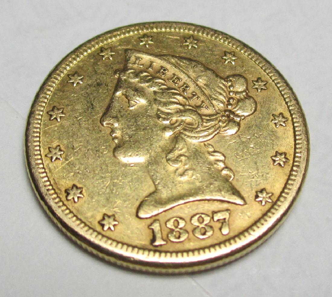 1887 S $5 FIVE Gold Liberty Half Eagle (1 of 2)