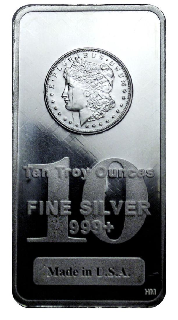 10 oz. Silver Bar - Morgan Design -.999 Pure (1 of 1)