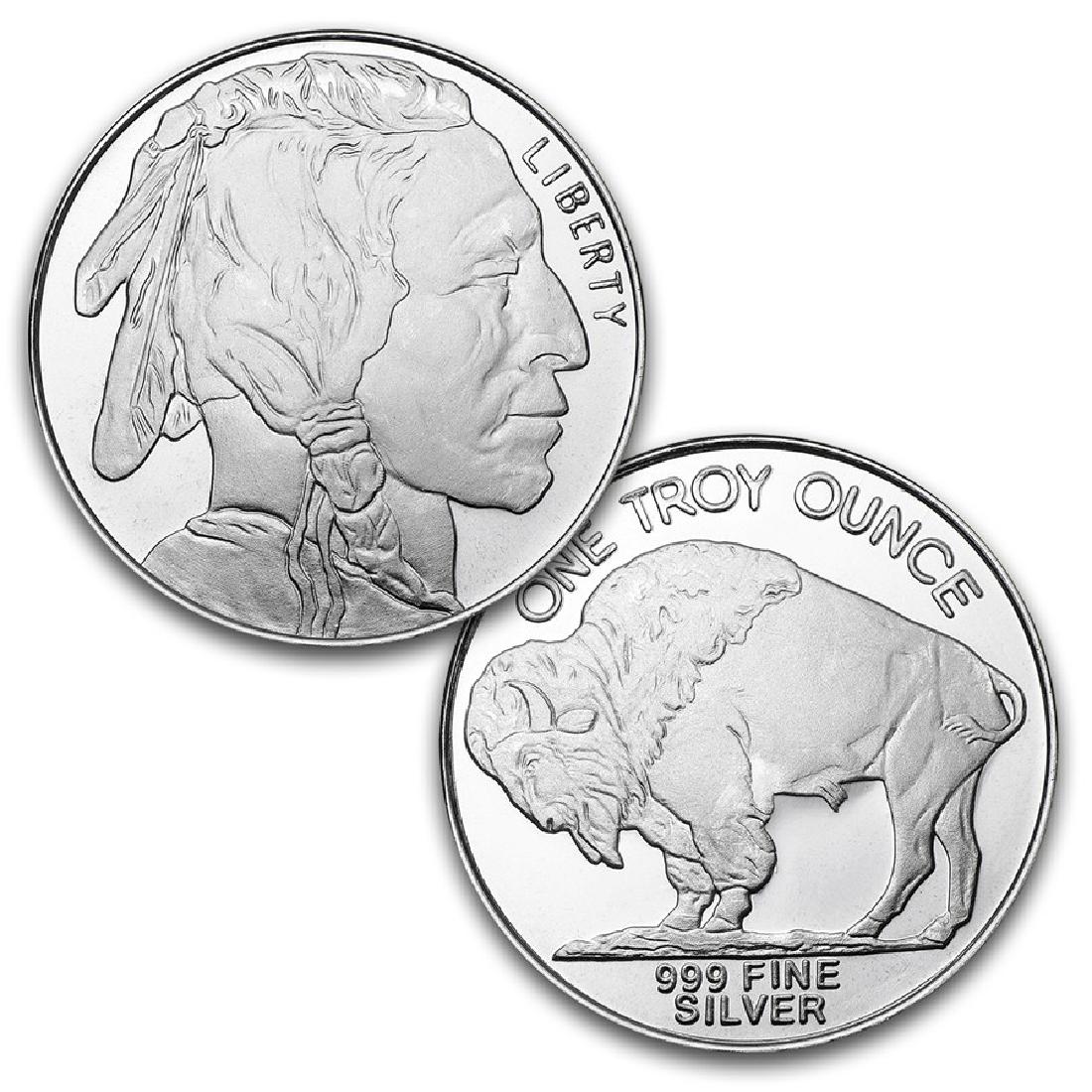 1 oz. Silver Buffalo Design Round - .999 Pure: Item is as shown in image. Bidder is responsible for all value and grade determination based upon image. All bids constitute abinding contract and agreement to pay.