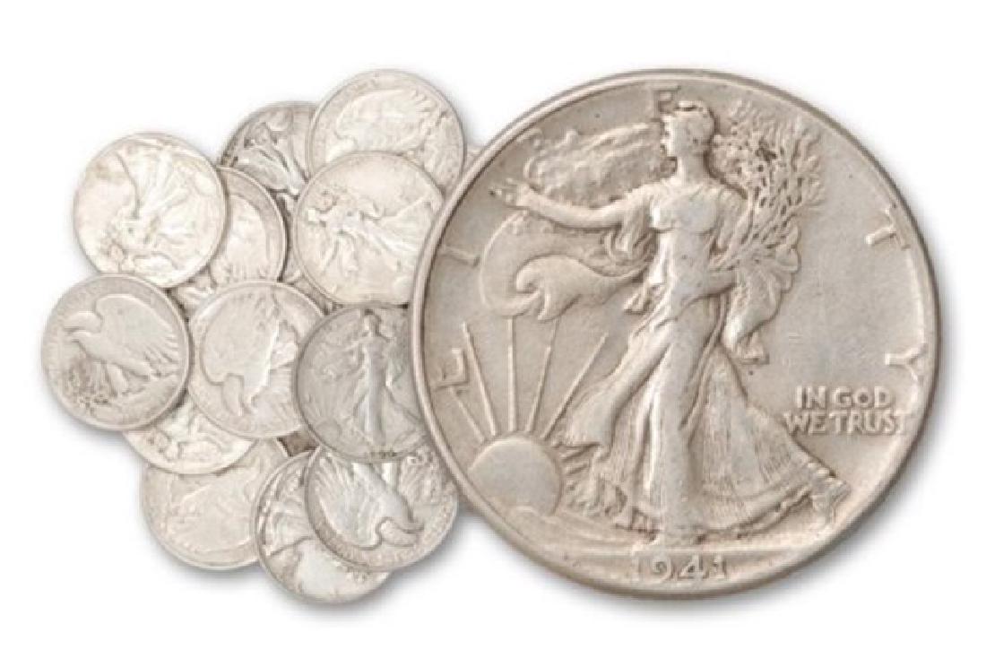 (20) Walking Liberty Half Dollars -90% Silver: Item is as shown in image. Bidder is responsible for all value and grade determination based upon image. All bids constitute abinding contract and agreement to pay.