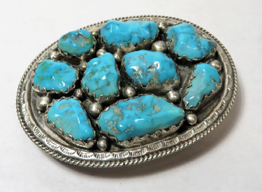 Indian Pawn Signed GT Chunky Turq. Silver Buckle (1 of 3)