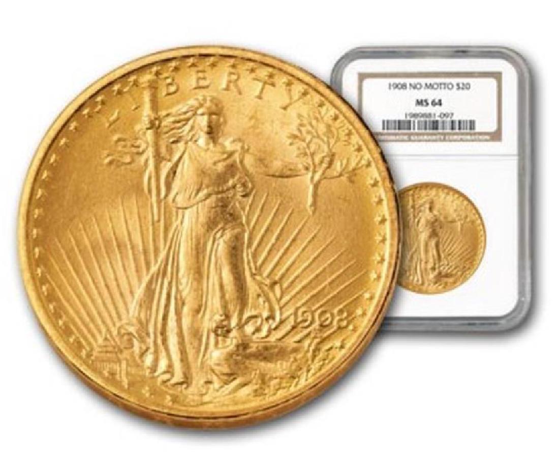 1908 NM MS 64 $20 Gold Saint Gaudens NGC (1 of 2)