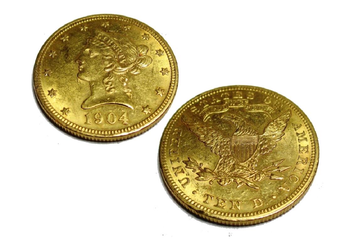 1904 $10 Gold Liberty Eagle: Please note item will be as shown in image.Bidder is responsible for grade and value.