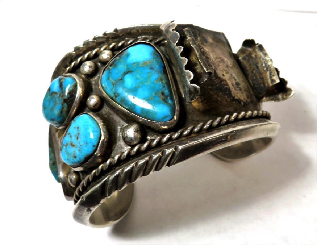 Large Chunky Turquoise Watch Band Signed (1 of 5)