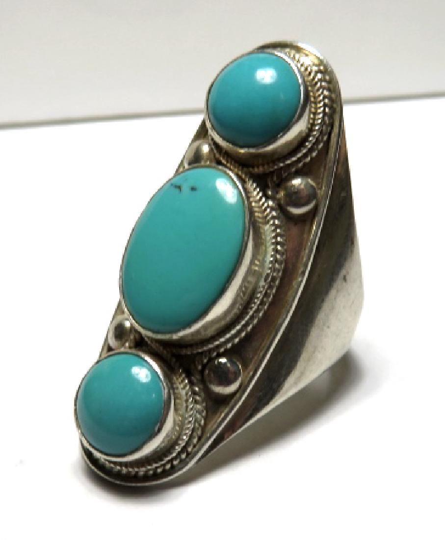 Tri Stone Indian Pawn Turquoise Ring (1 of 4)