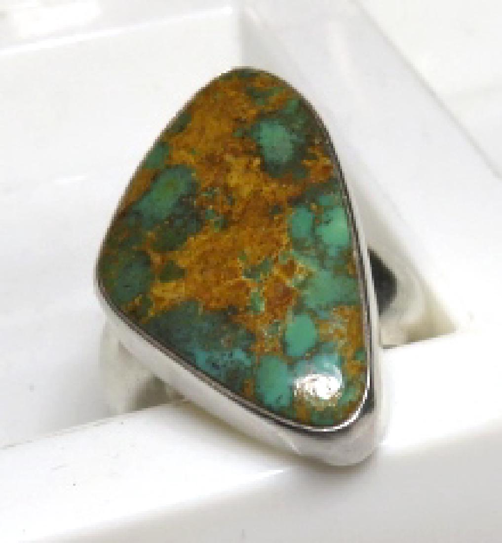 Heavy Mount Indian Green Turquoise Ring (1 of 3)