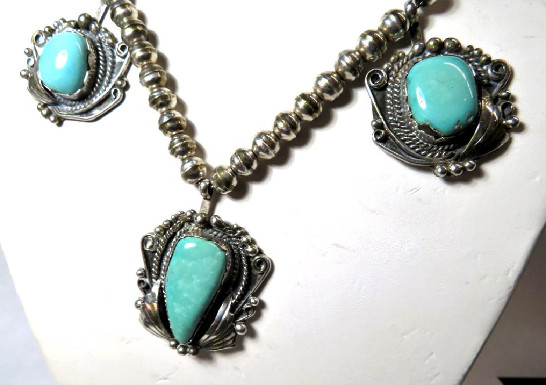 Excellent Indian Pawn Silver Turquoise Necklace (1 of 3)