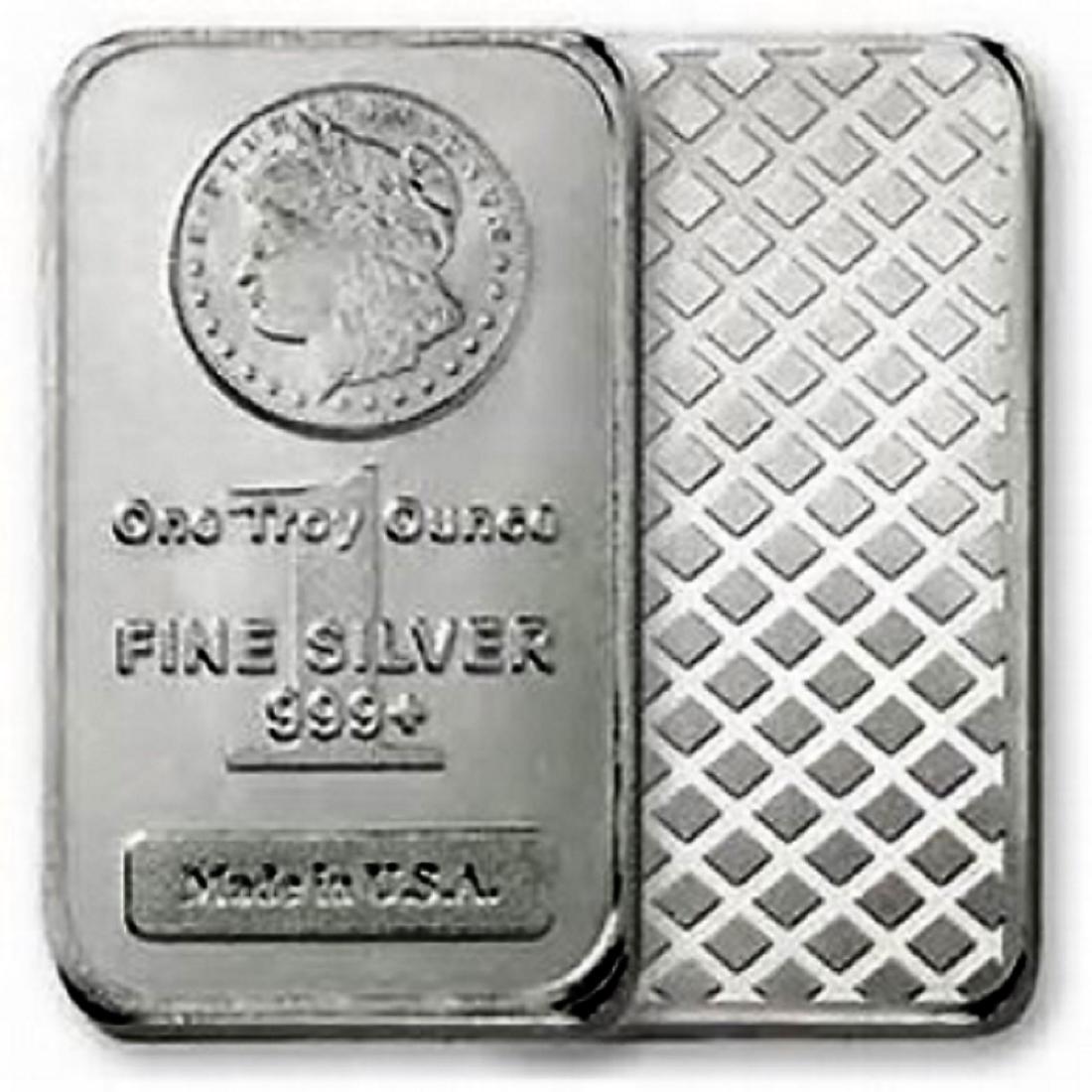 1 oz Morgan Design Silver bar: . Items are as shown in image, bidder is responsible for grade and value. All terms apply to every bid and lot. Please review the terms PRIOR to placing a bid. All sales final.