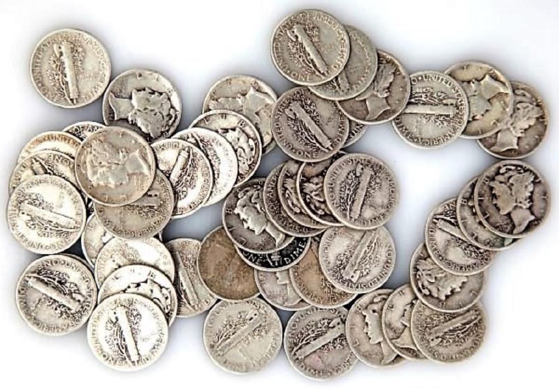 (50) Mercury Dimes -90% Silver Random (1 of 2)