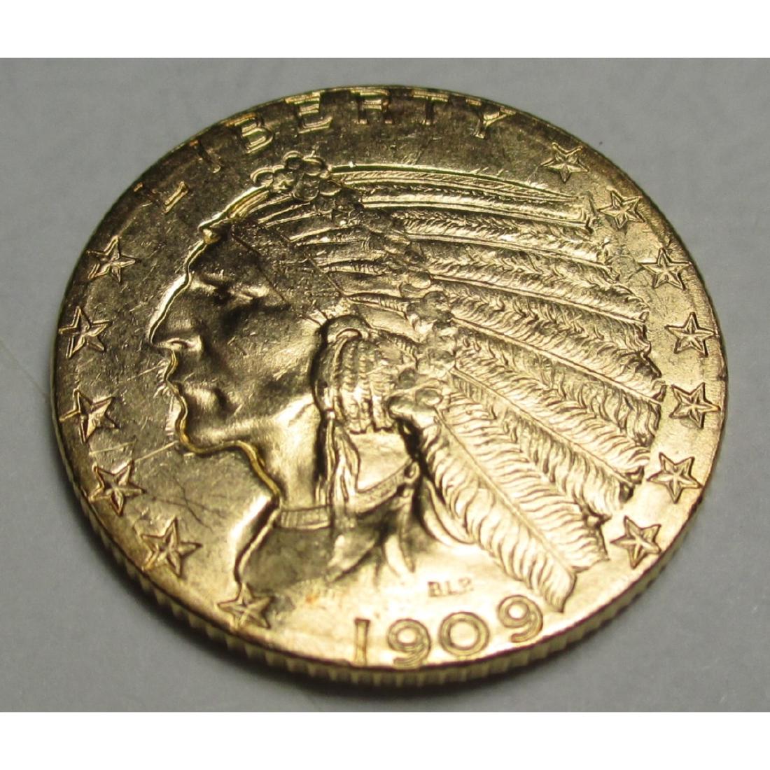 1909 D $5 Five Gold Indian Half Eagle (1 of 2)