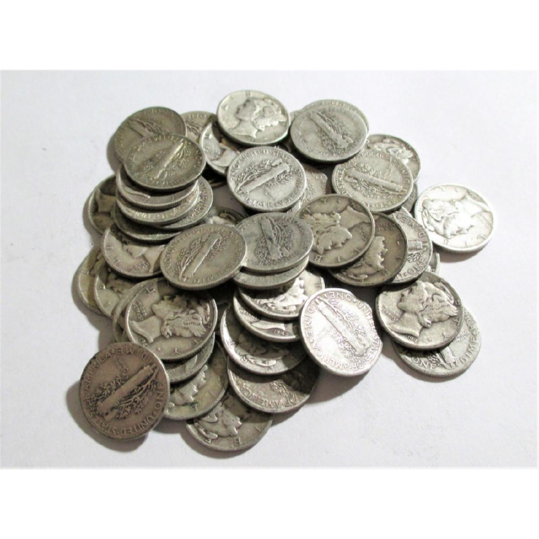 (50) Mercury Dimes -90% Silver Random Dates (1 of 2)