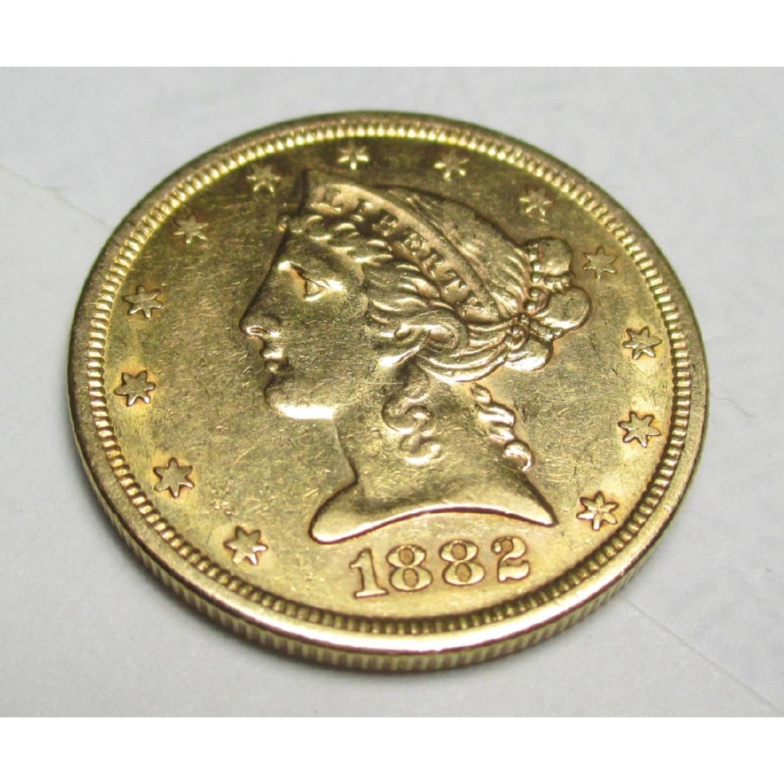 1882 S $5 FIVE Gold Liberty Half Eagle (1 of 2)