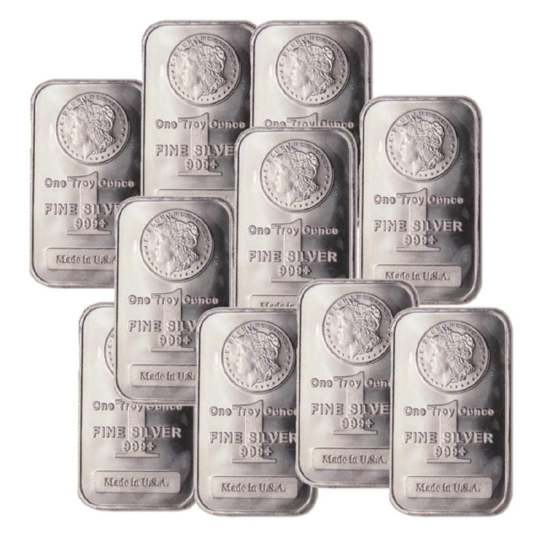 (10) 1 oz Silver Bars Morgan Design (1 of 1)