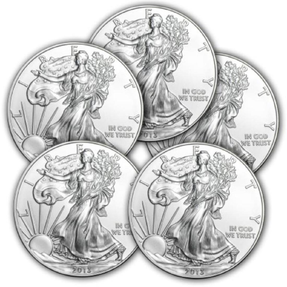 (5) Random Date US Silver Eagles - Crisp BU (1 of 1)