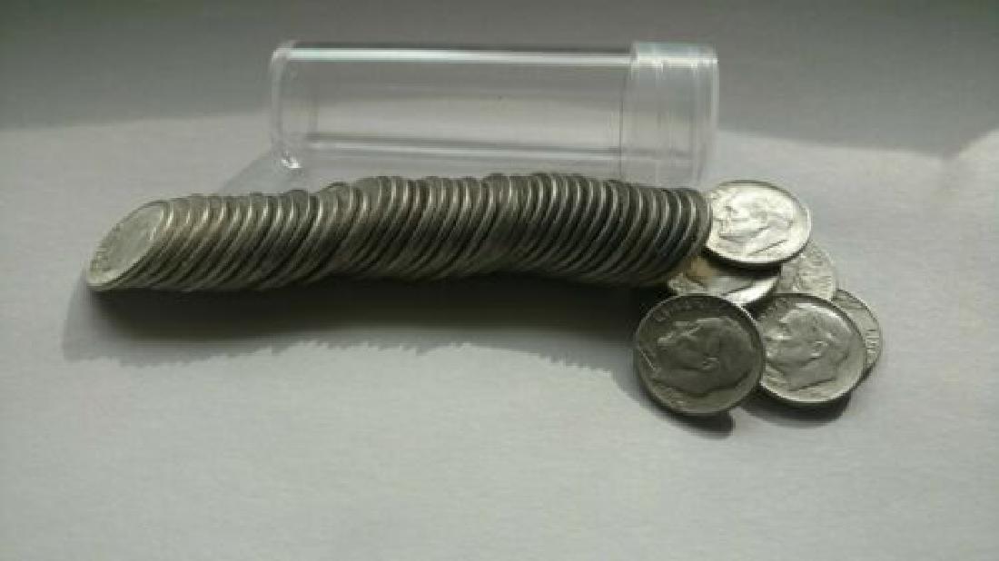 50 pcs. Roosevelt Dimes Pre 64 90% Silver in roll (1 of 1)