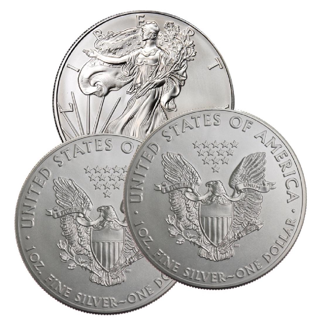 3 pcs. Random Date US Silver Eagles (1 of 1)