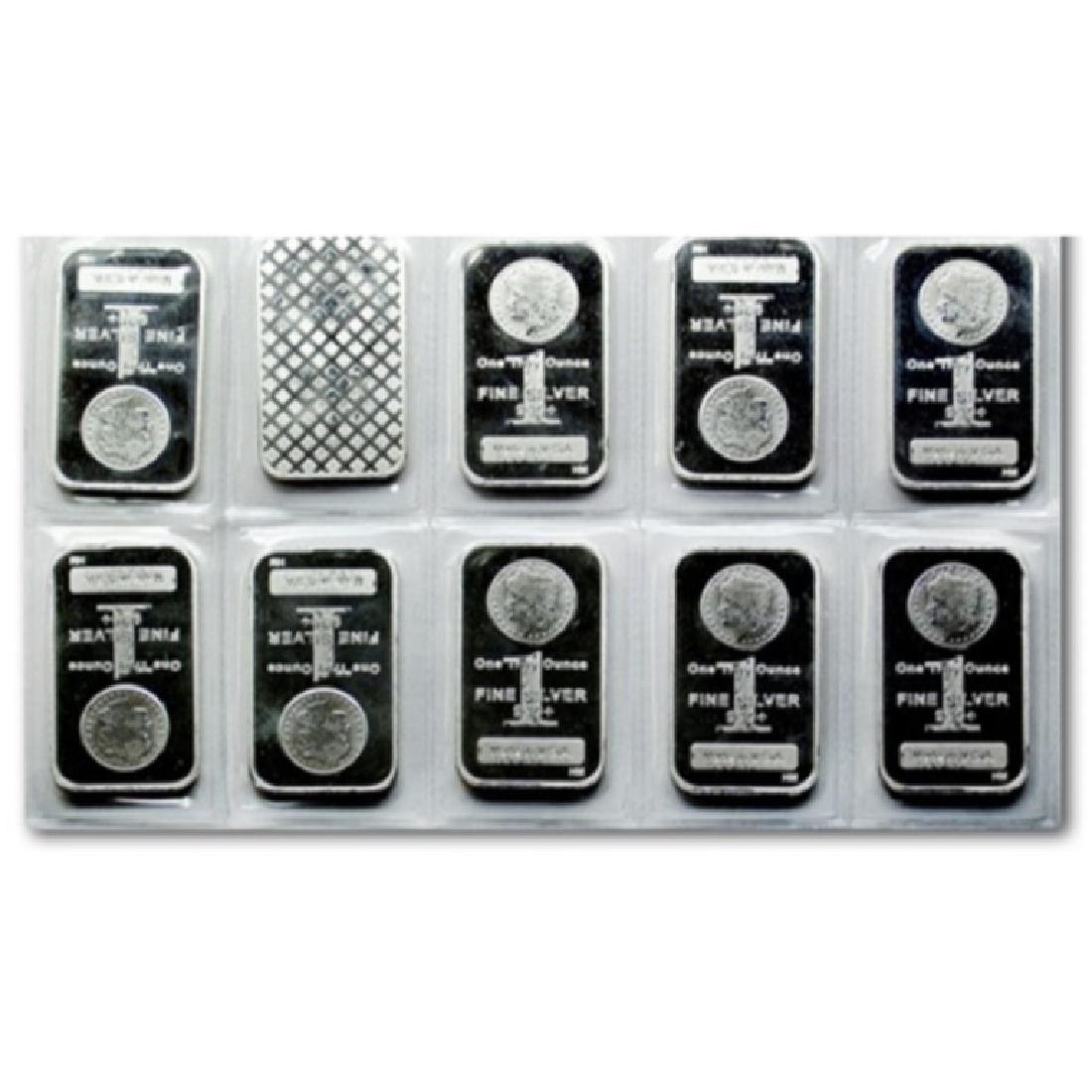 (10) 1 oz Silver Morgan Design Silver Bars (1 of 2)