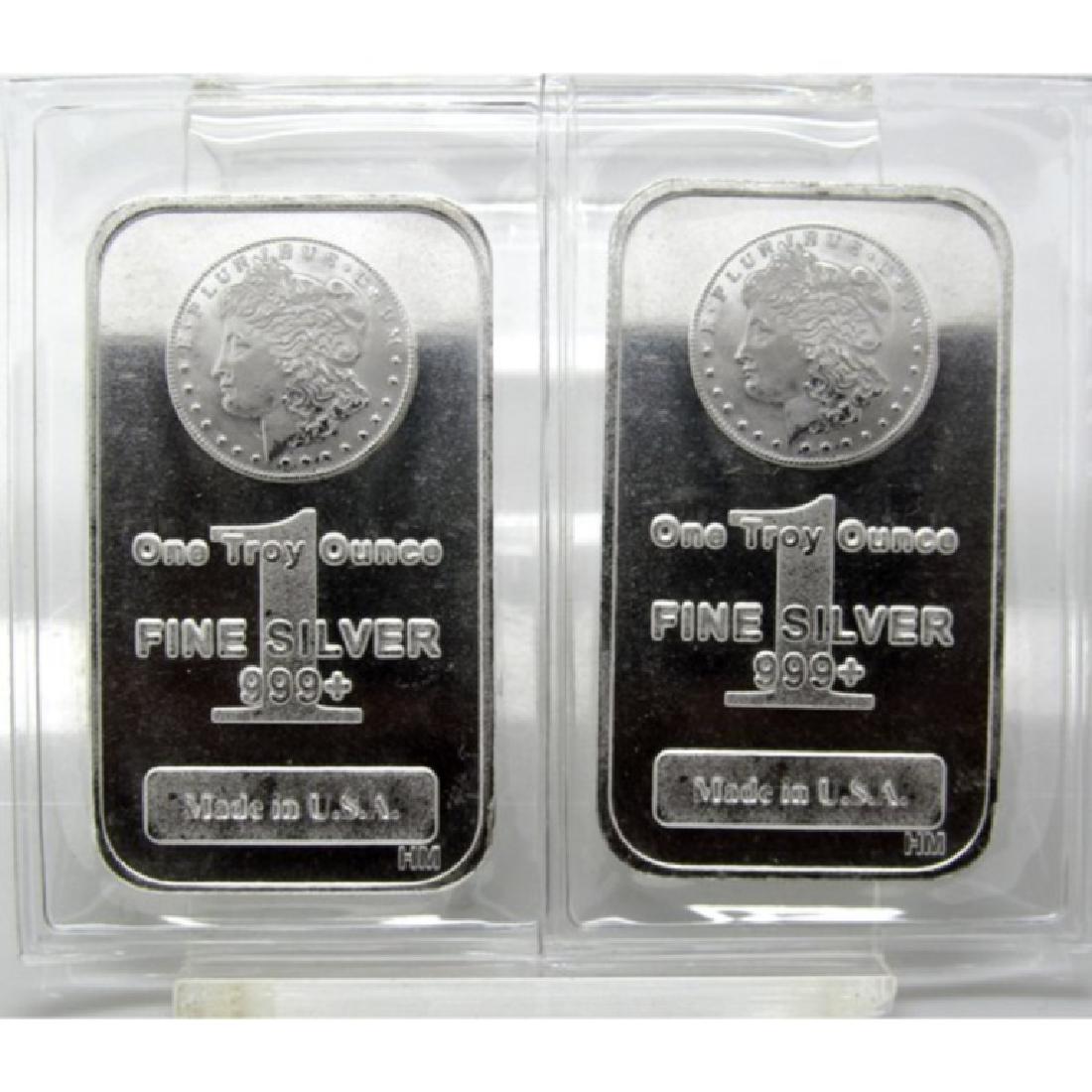 (2) Morgan Design Silver Bars - 1 oz. Bars - (1 of 2)
