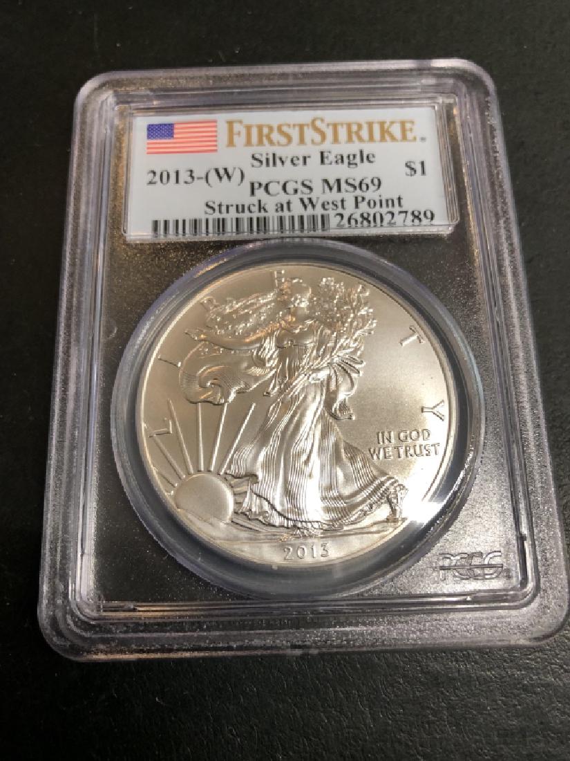 2013 WEST POINT MS 69 PCGS US Silver Eagle (1 of 2)