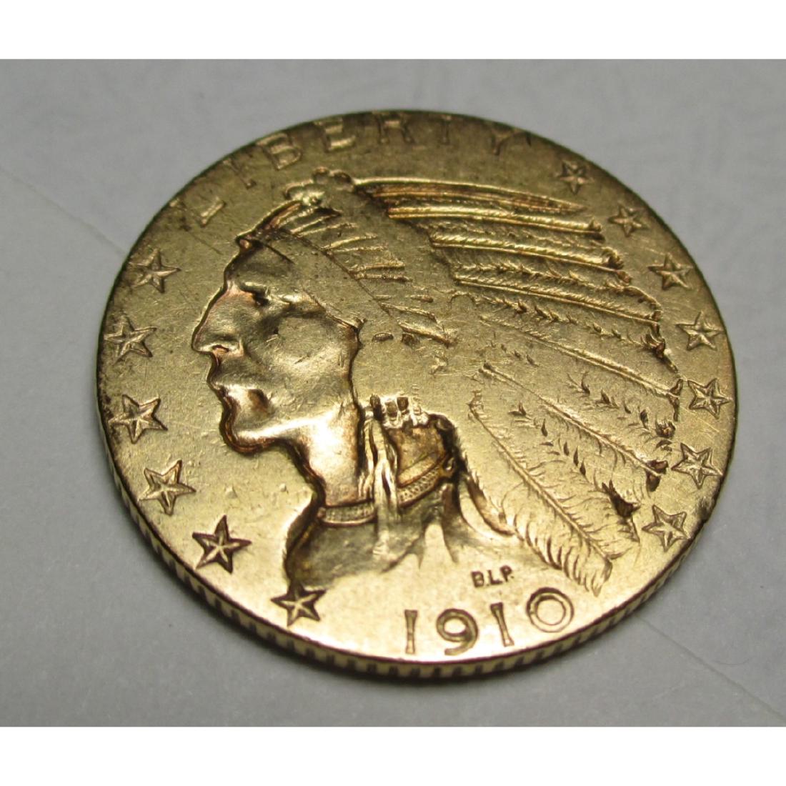1910 $5 FIVE Gold Indian Half Eagle (1 of 2)