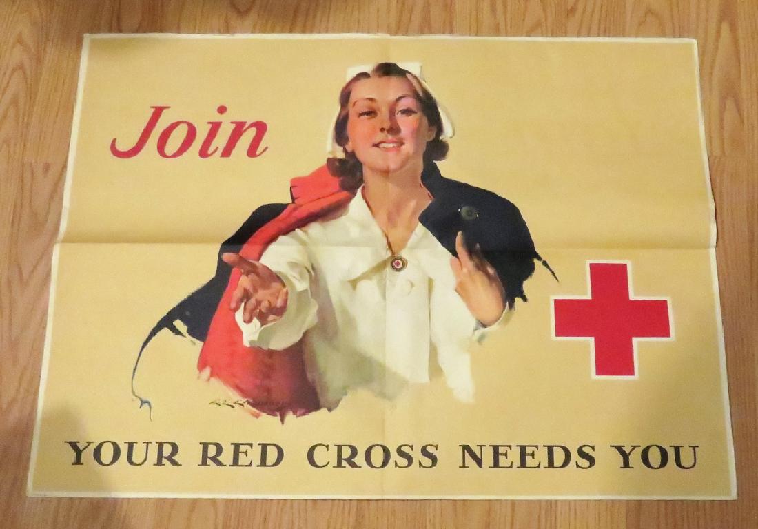 RARE - Vintage RED CROSS Poster -: Item will be as shown in image - Exact date, mint and grade if applicable -Please be sure to read the terms and the shipping details - We offer coins at prices well under coin guide prices - Very reas