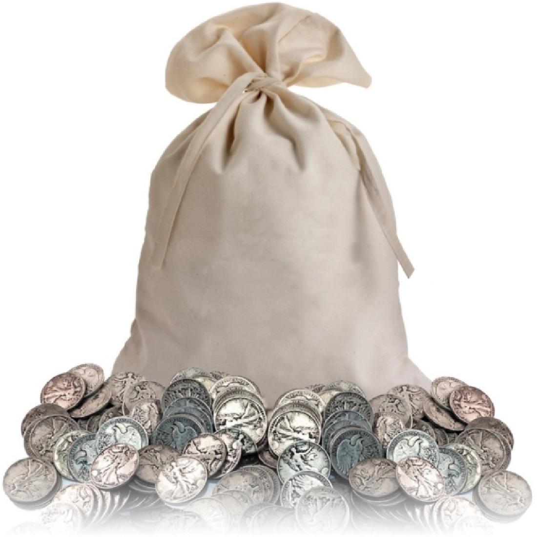 Canvas Bank Bag of 300 Walking Liberty Halves (1 of 2)