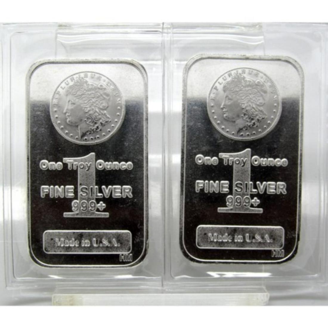 (2) Morgan Design Silver Bars - 1 oz. Bars - (1 of 2)