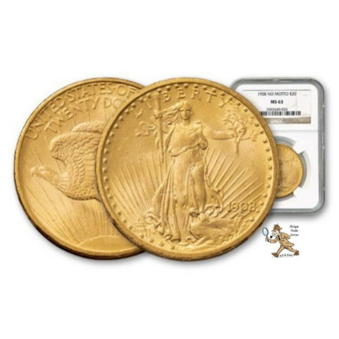 1908 MS 63 NGC $20 Gold Saint Gaudens Coin (1 of 1)