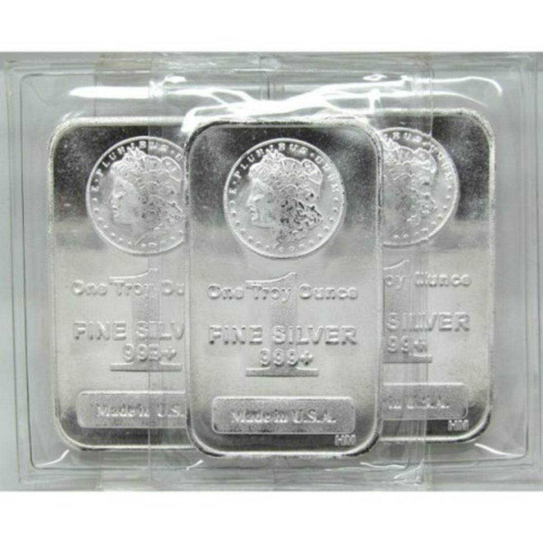 4 pcs. 1 oz. Silver Morgan Design Bar .999 pure (1 of 2)