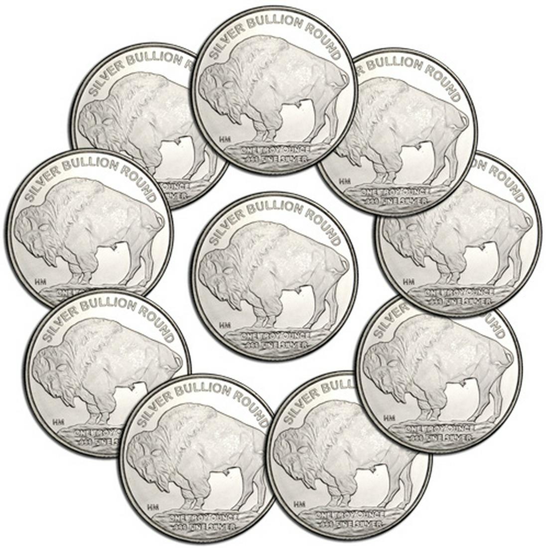 (10) Buffalo Design 1 oz Silver Rounds (1 of 1)