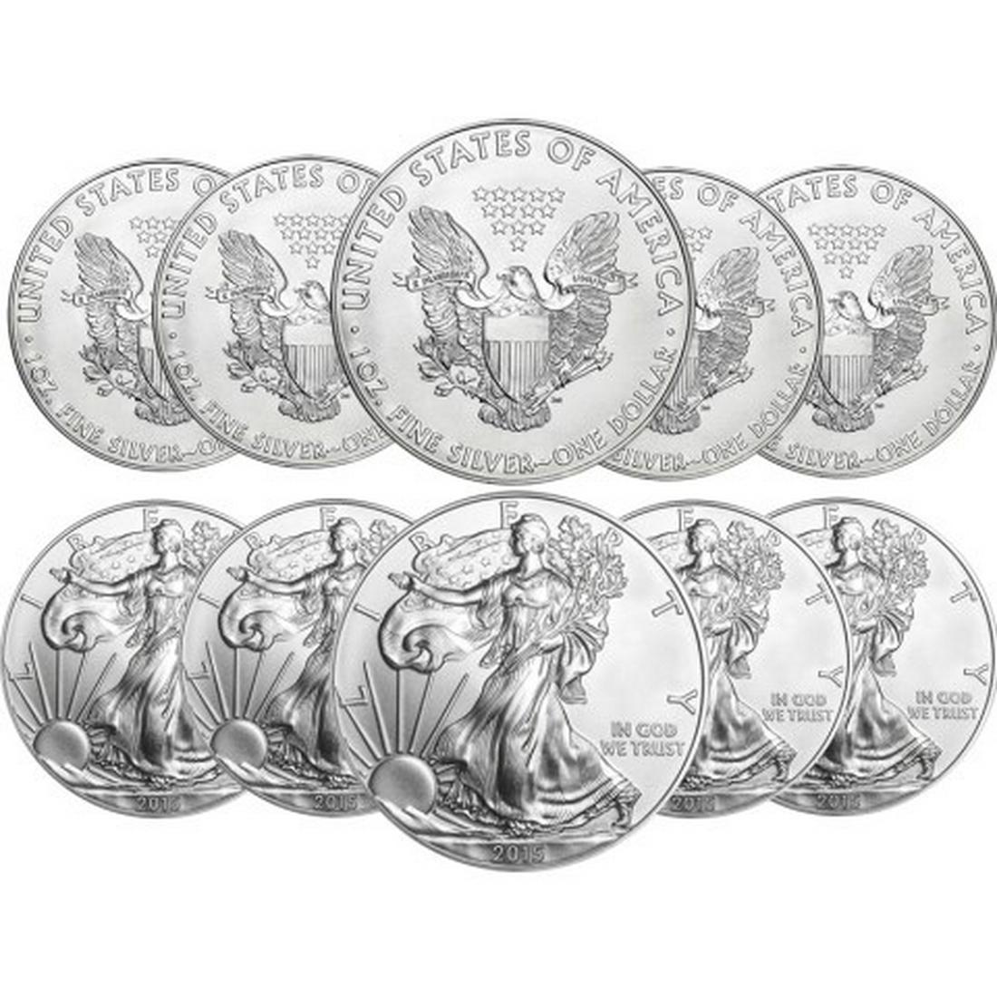 (10) US Silver Eagles - Random Dates BU (1 of 1)