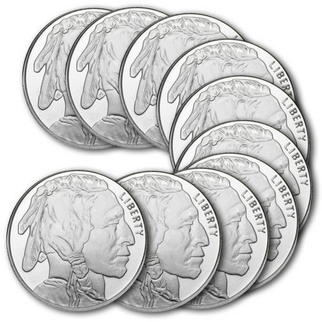 (10) Buffalo Design Silver Rounds-1 oz (1 of 1)