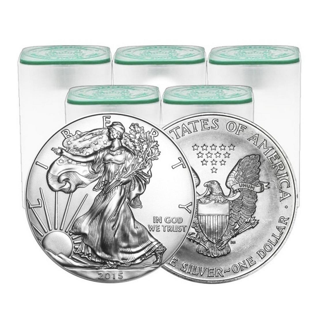 (100) Random Date Silver Eagles in 5 Mint Rolls (1 of 1)