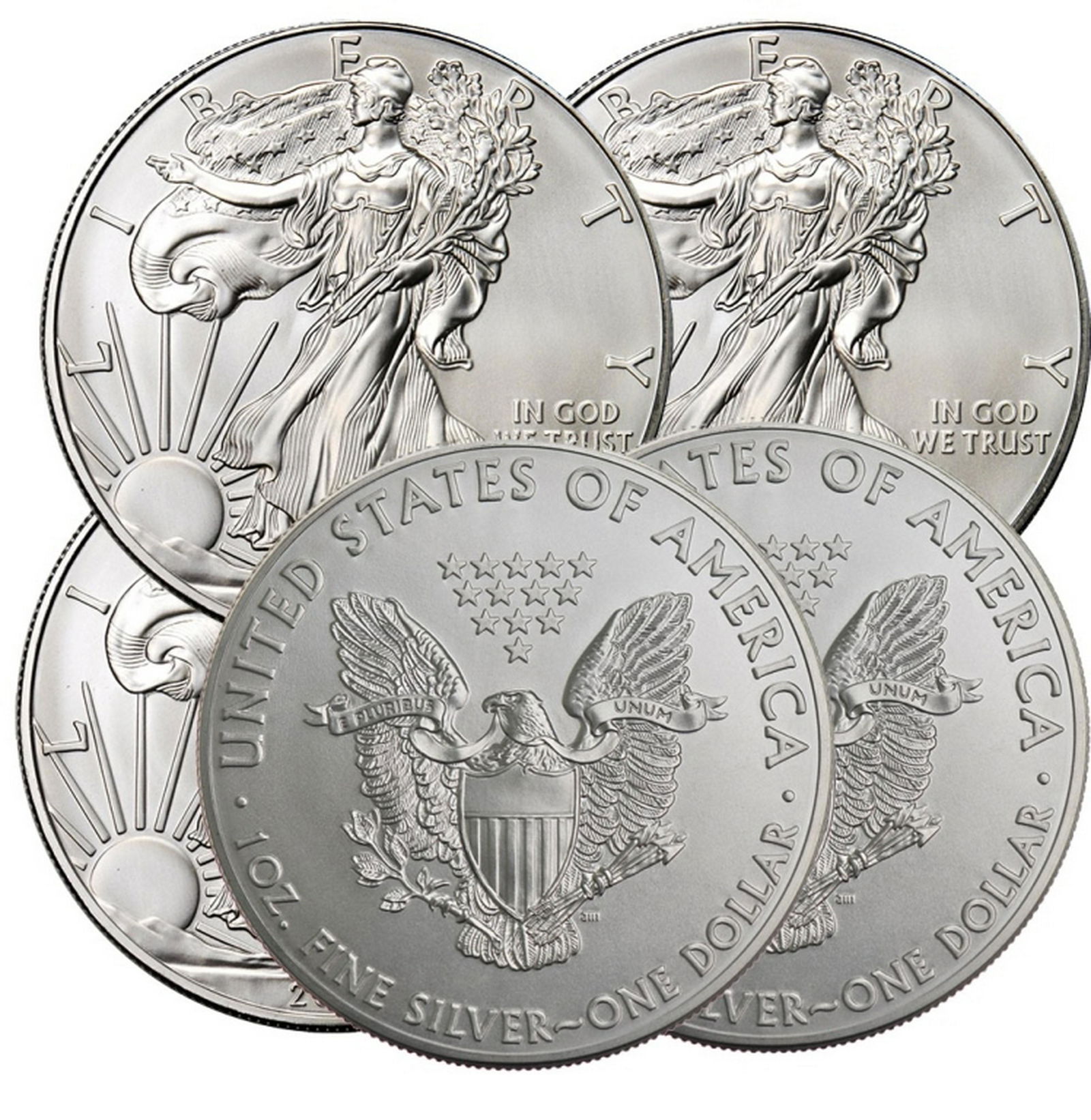 (5) Random Date US Silver Eagles (1 of 1)