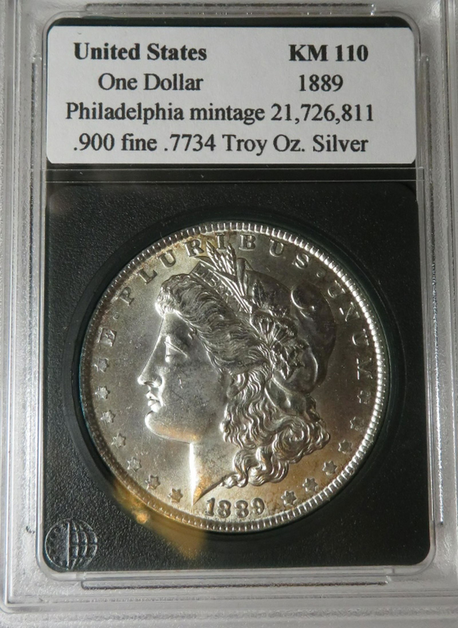 1889 P High Grade Morgan Dollar in Slab (1 of 2)