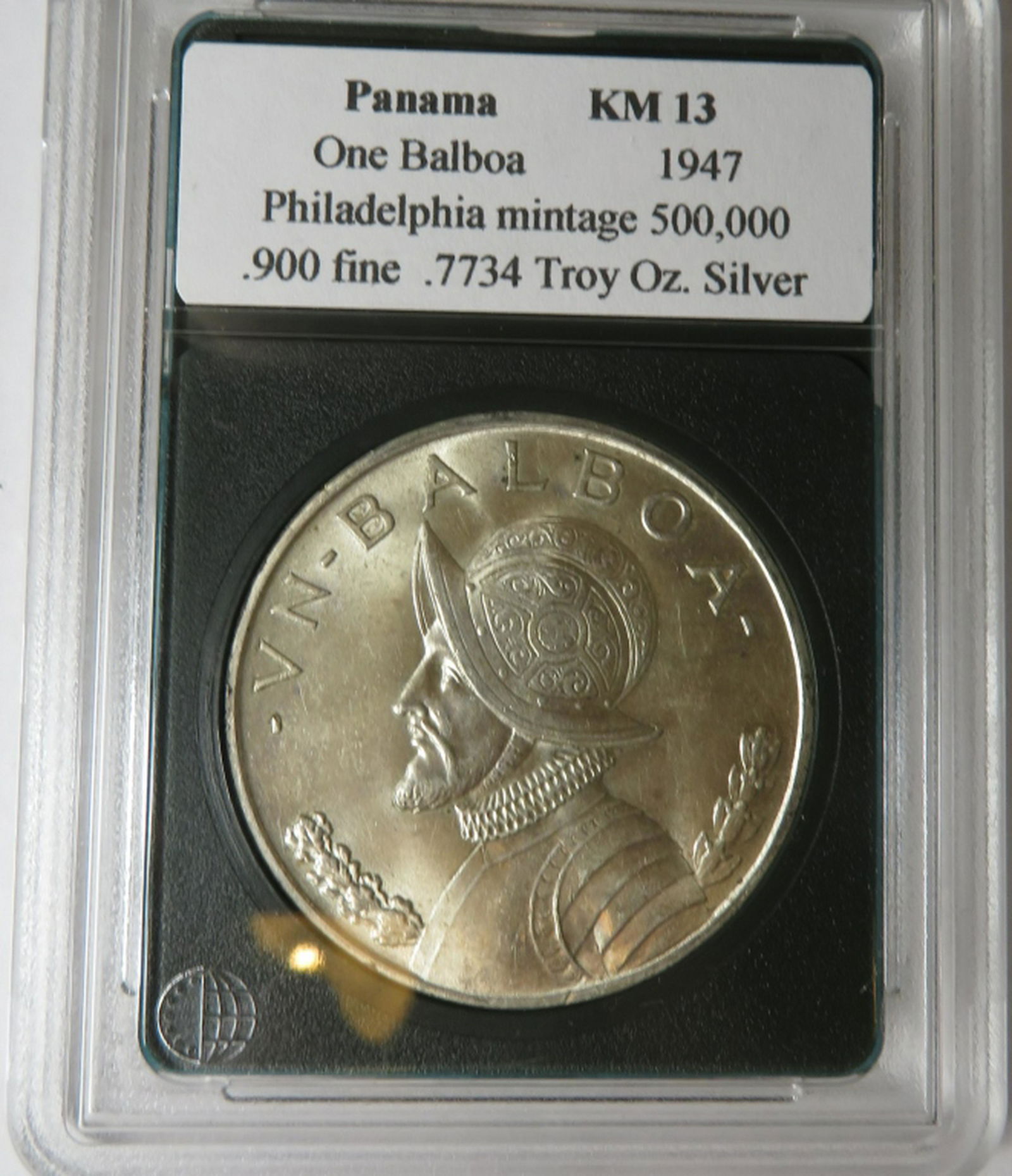 1947 Panama Balboa Silver in Slab (1 of 2)