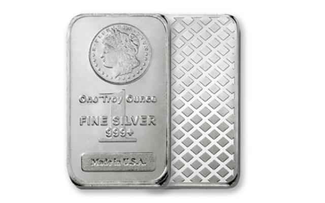 1 Troy oz. Silver Morgan Design Bar: The 1 oz Morgan Silver Bars are based on the noted Morgan Silver Dollar designed by George T Morgan, and first issued in 1878. The 1 oz Silver Bar features an image of the obverse of the Morgan Silver