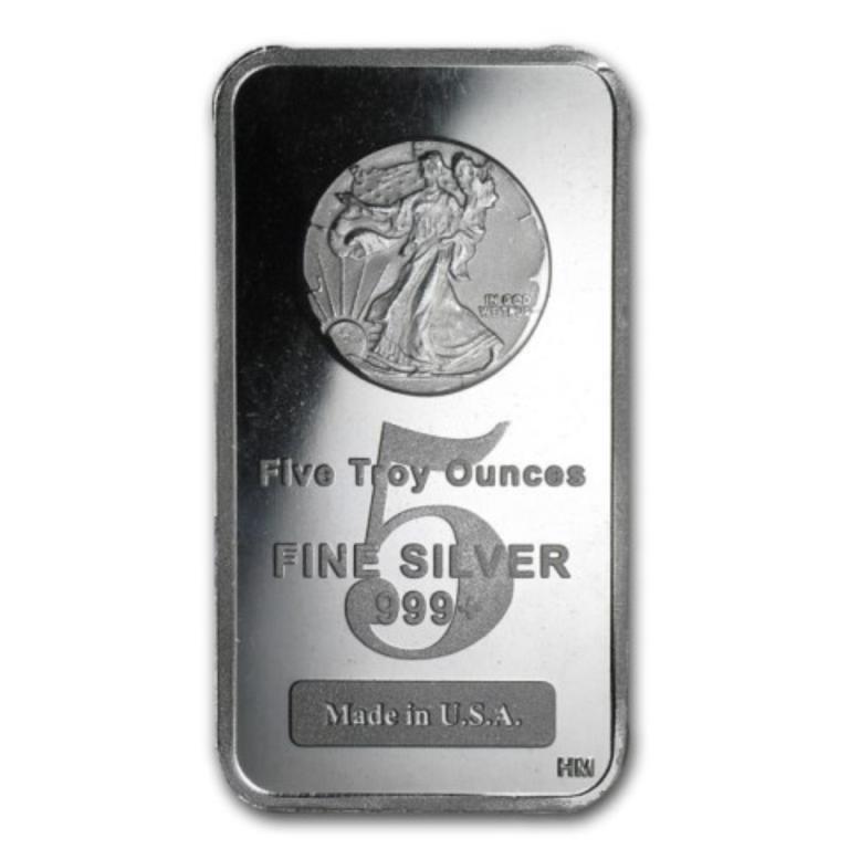 5 oz. Silver Walking Liberty Bar (1 of 1)