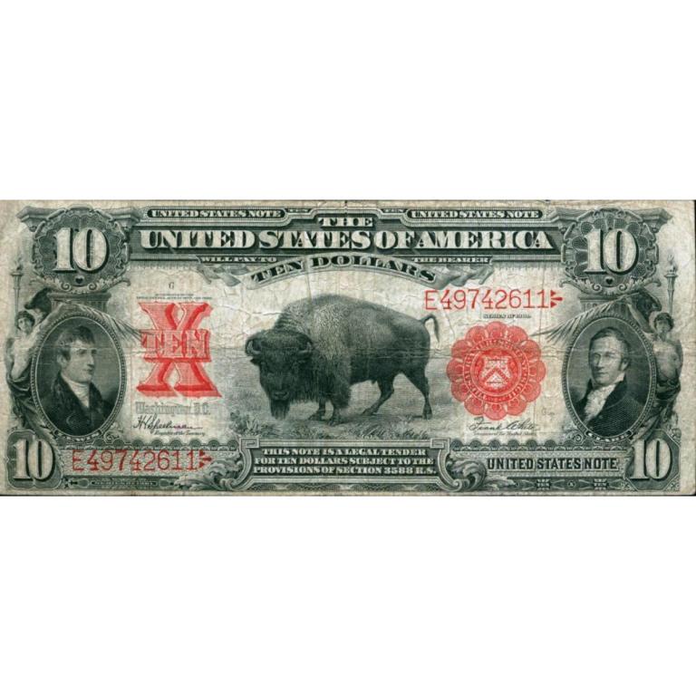 Series 1901 RARE Bison Currency $ 10 G-VG (1 of 2)