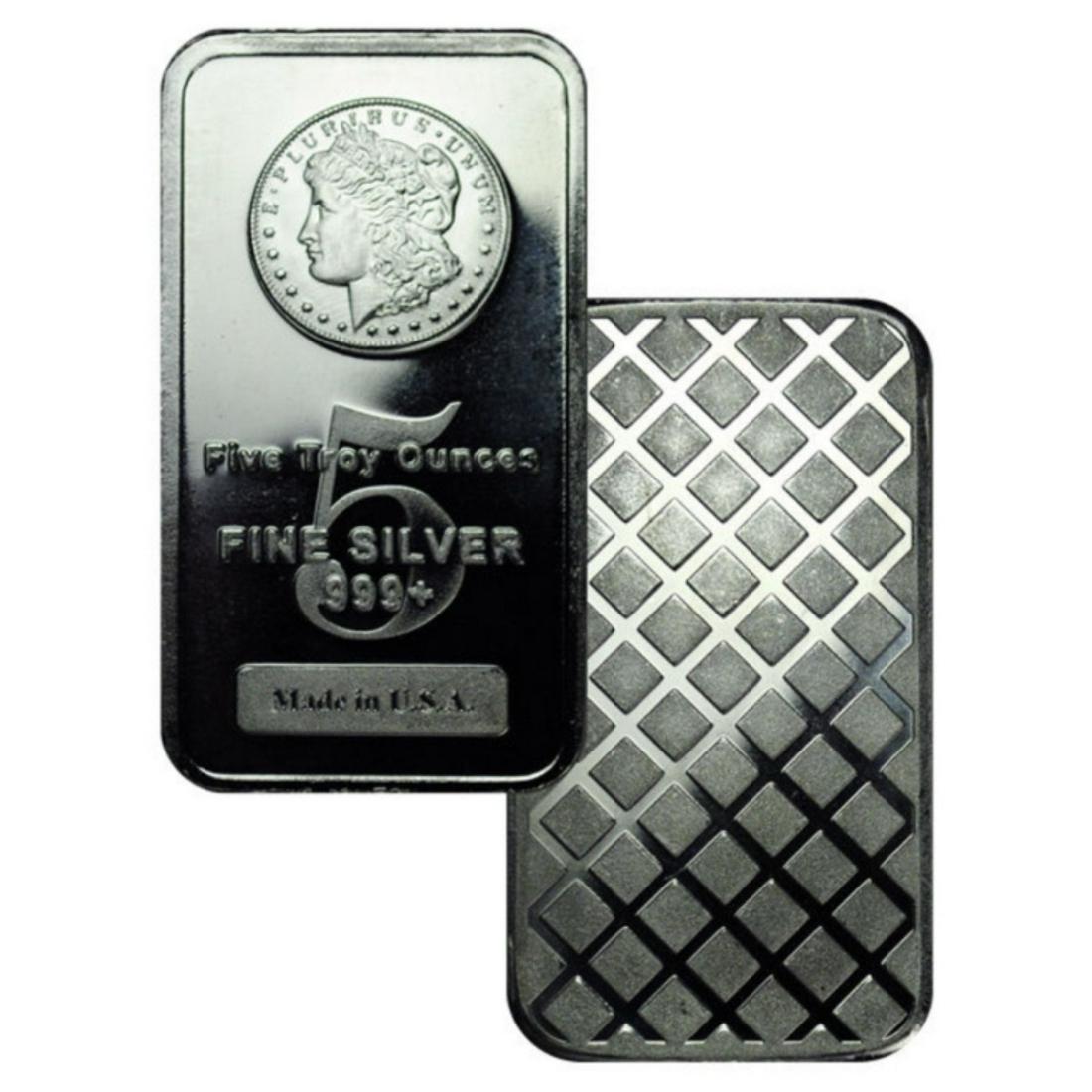 5 oz. Silver Bar - Morgan Design -.999 Pure (1 of 2)