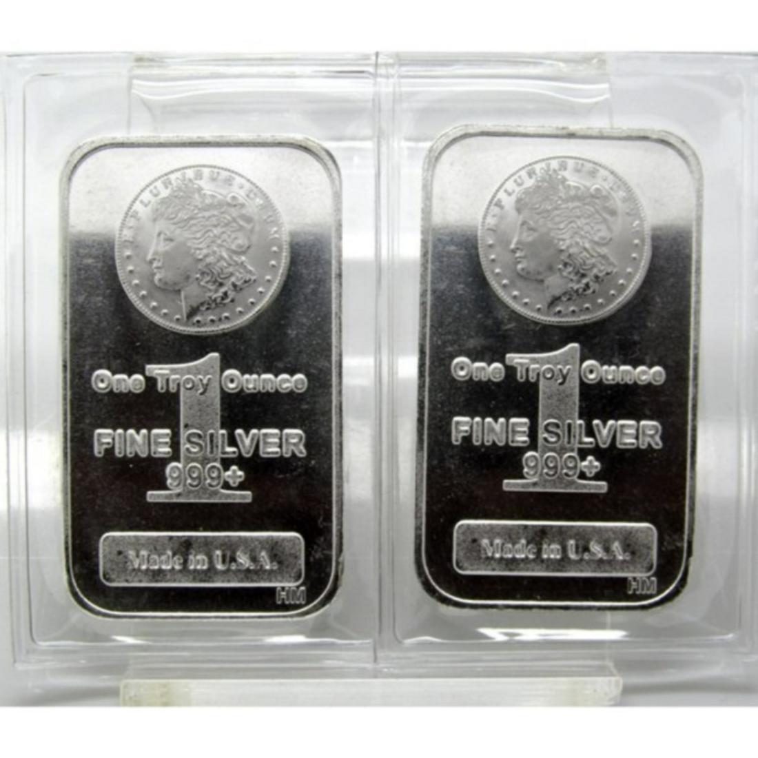 (2) Morgan Design Silver Bars - 1 oz. Bars - (1 of 2)