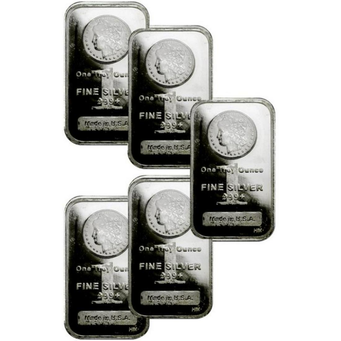 (5) Morgan Design Silver Bars - 1 oz. Each (1 of 1)